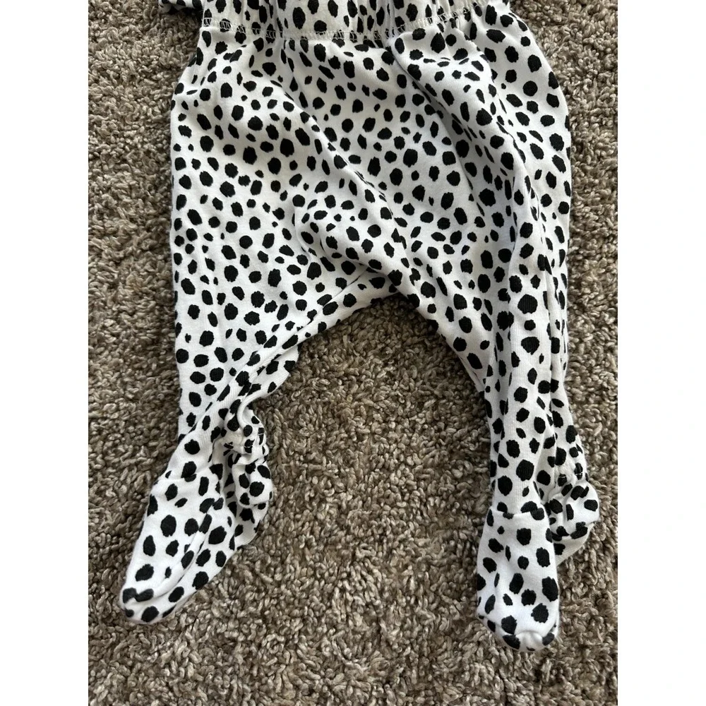 Old Navy Baby 0-3M‎ Dalmatian Spot Kimono Top and Footed Pants Set Black White - Picture 5 of 6
